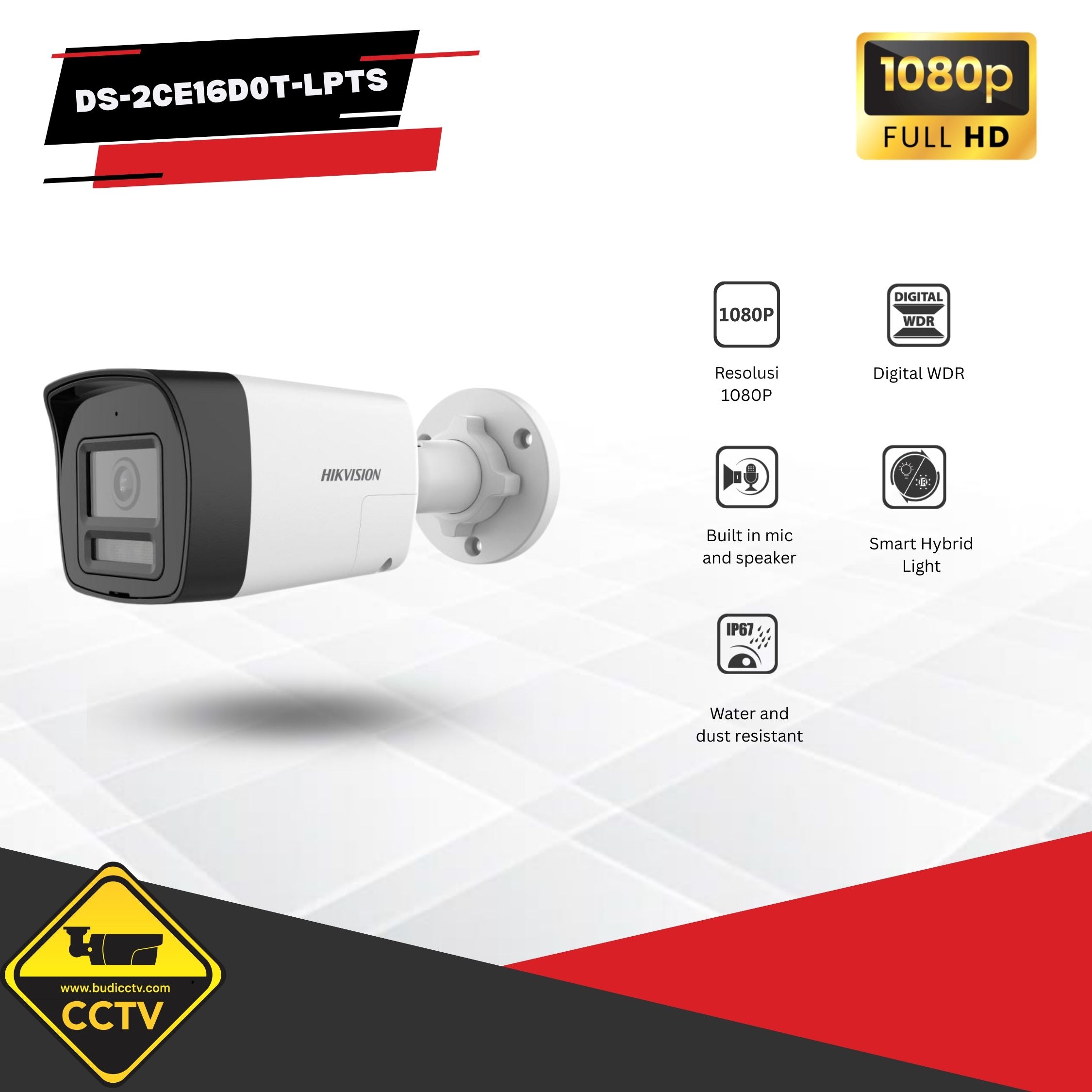 KAMERA OUTDOOR HIKVISION TWO-WAY AUDIO 2MP DS-2CE16D0T-LPTS