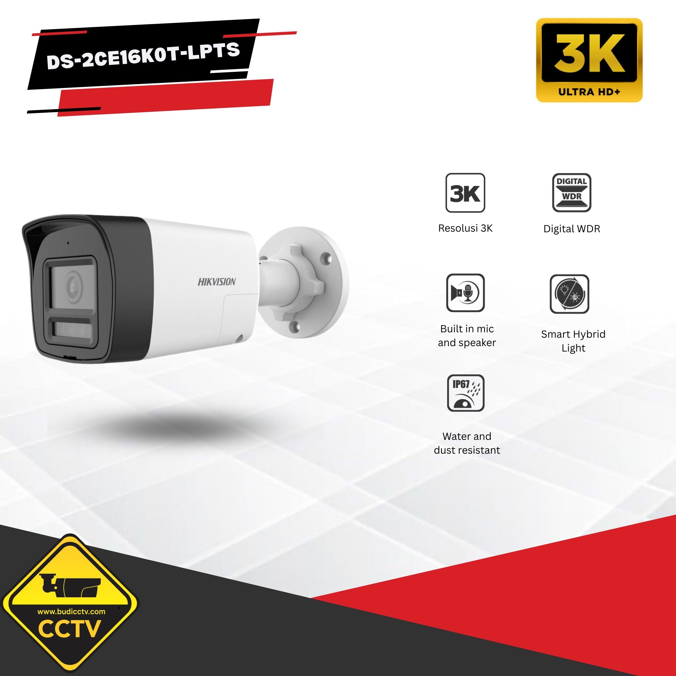 KAMERA OUTDOOR HIKVISION TWO-WAY AUDIO 5MP DS-2CE16K0T-LPTS