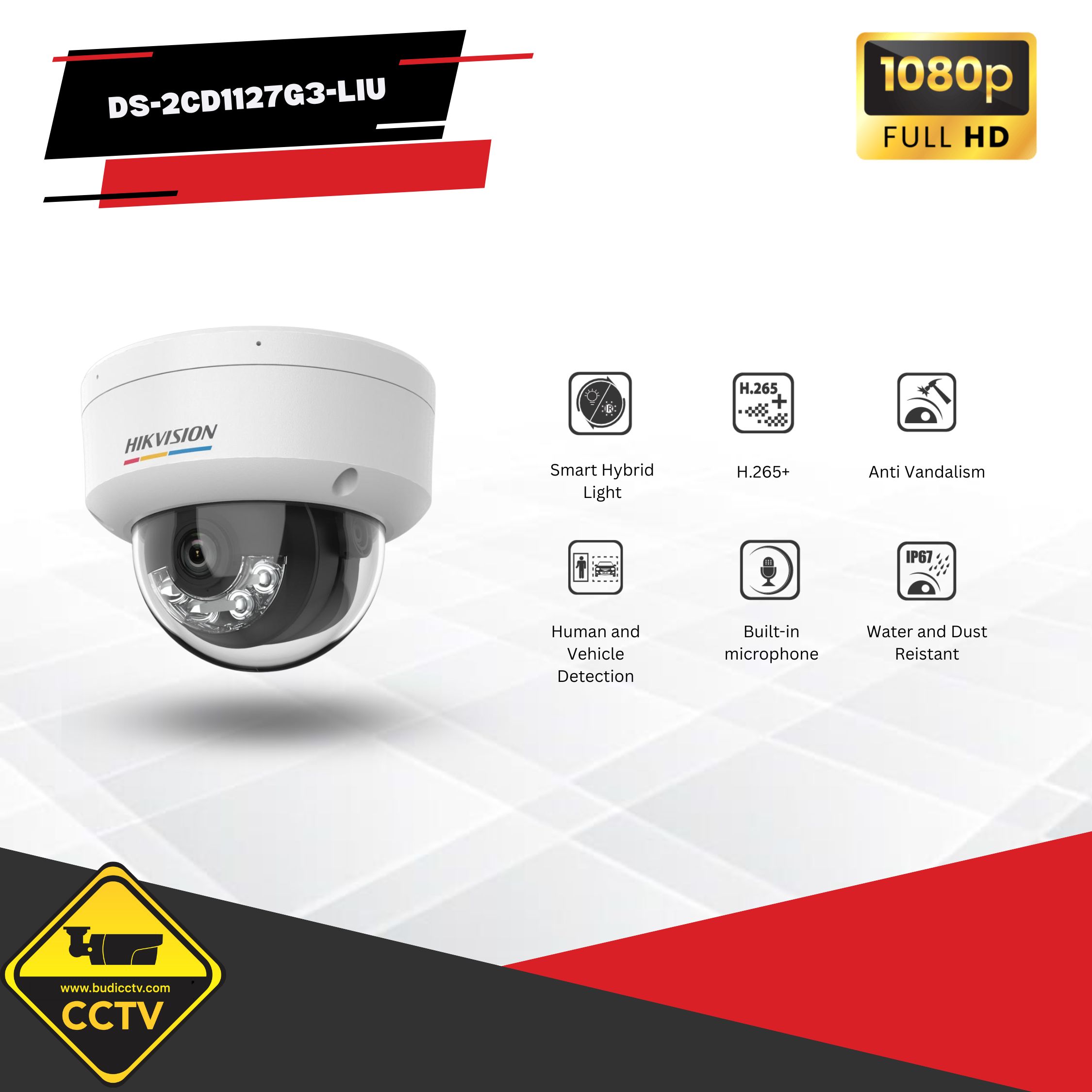 IP KAMERA HIKVISON INDOOR COLORVU + AUDIO 2MP DS-2CD1127G3-LIU