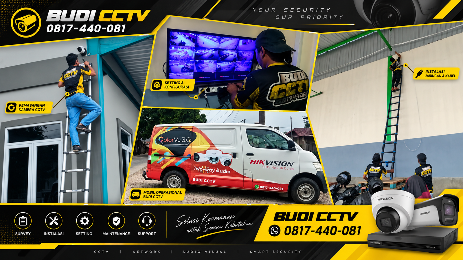 Instalasi CCTV Hikvision di Pabrik Batang untuk Pengawasan Area Kerja