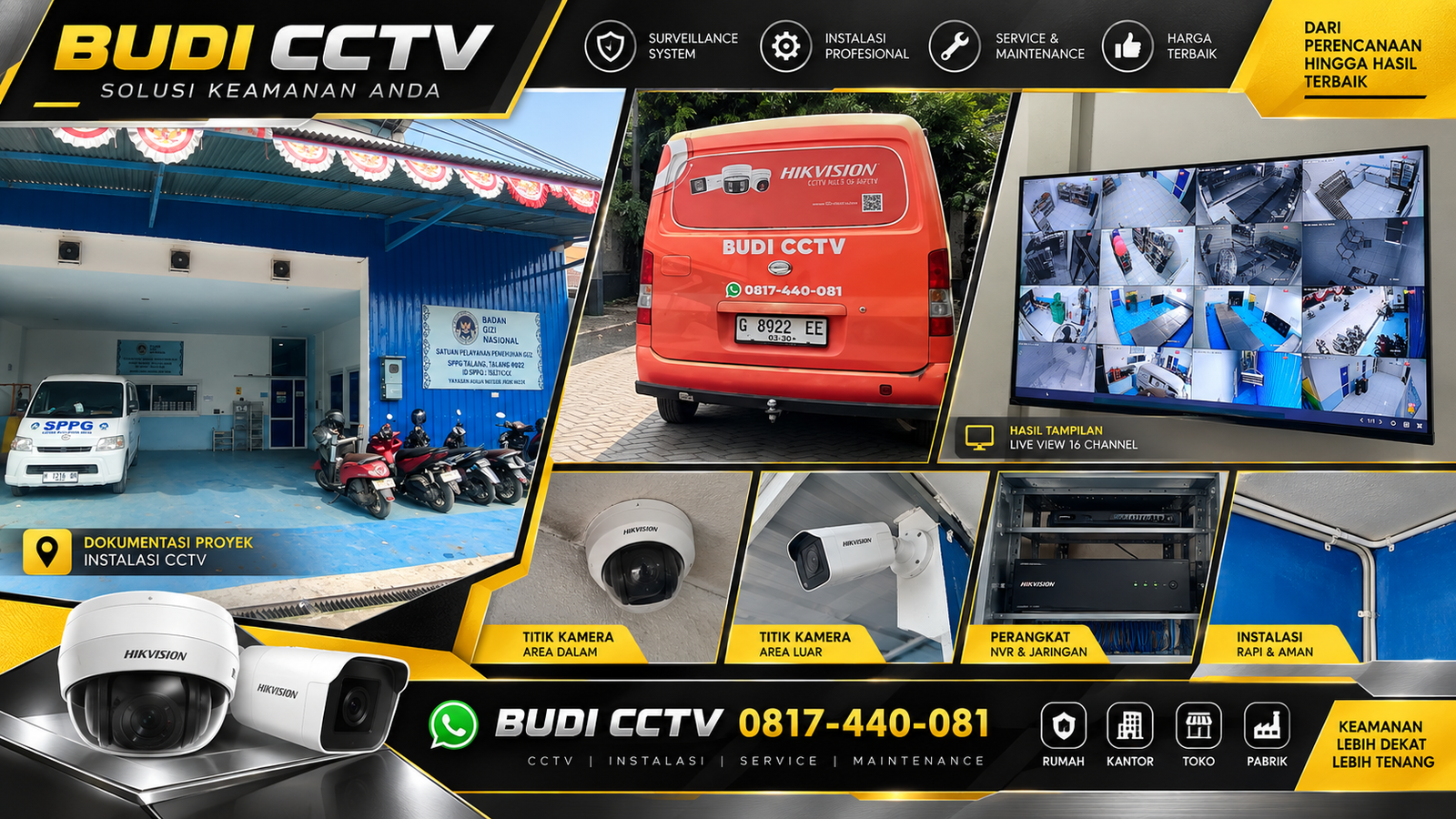 Instalasi CCTV Hikvision di SPPG Pekalongan oleh Tim Budi CCTV
