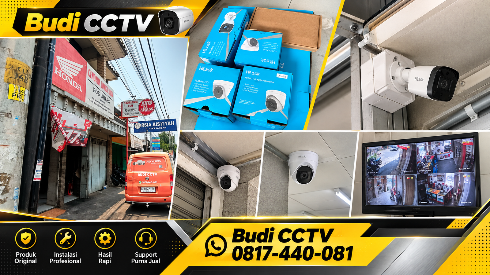 Pemasangan CCTV Hilook di Pekalongan untuk Bengkel Motor, Pengawasan Andal