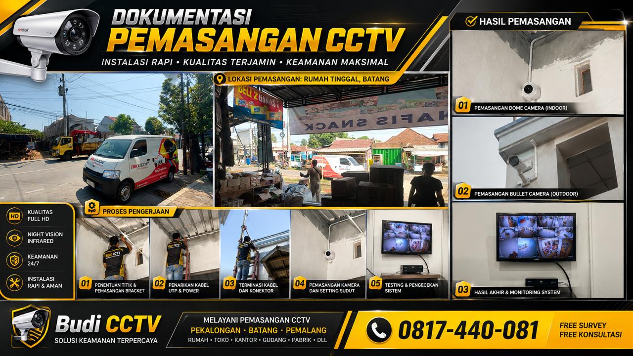 Pemasangan CCTV HiLook Turbo HD di Toko Nafis Snack Batang oleh Budi CCTV